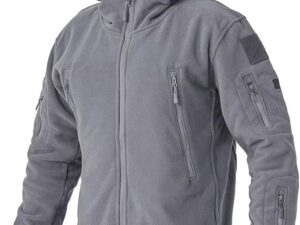 Açık Gri Kapşonlu Polar Mont OKPMAG05