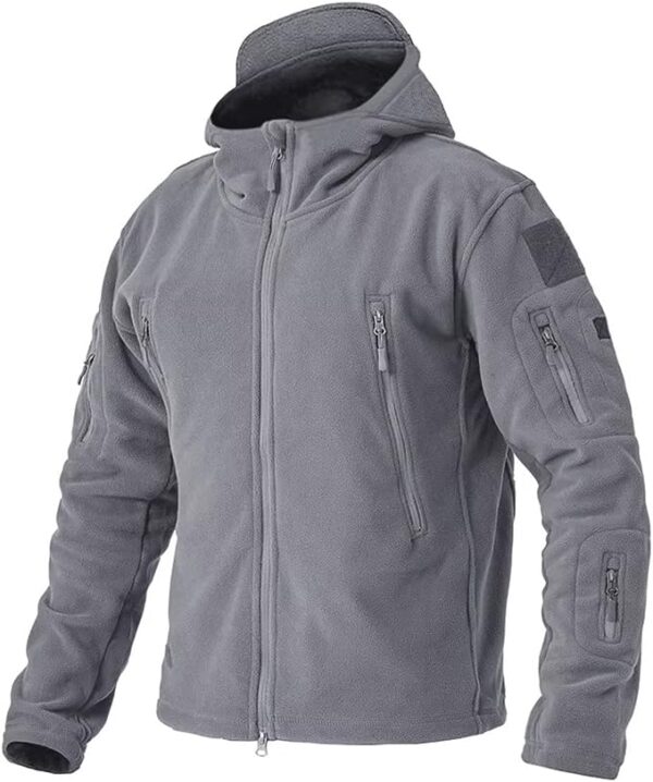 Açık Gri Kapşonlu Polar Mont OKPMAG05