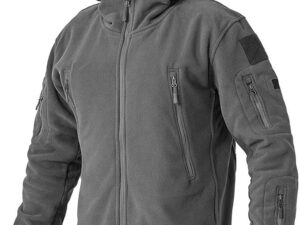 Koyu Gri Kapşonlu Polar Mont OKPMKG09