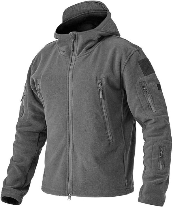 Koyu Gri Kapşonlu Polar Mont OKPMKG09