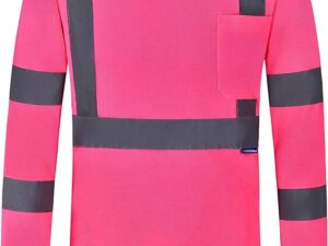 Reflektörlü Bisiklet Yaka Pembe Uzun T-Shirt IKTBP05