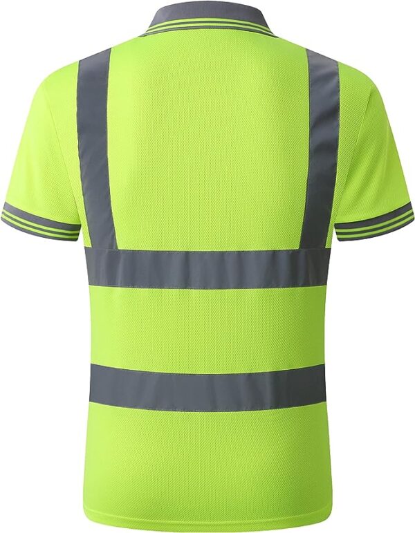 Reflektörlü Polo Yaka Neon Sarı T-Shirt ISTPS03 - Görsel 2