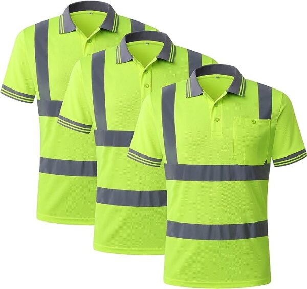 Reflektörlü Polo Yaka Neon Sarı T-Shirt ISTPS03