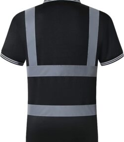 Reflektörlü Polo Yaka Siyah T-Shirt ISTPS01 - Görsel 2