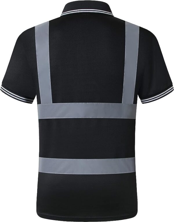 Reflektörlü Polo Yaka Siyah T-Shirt ISTPS01 - Görsel 2