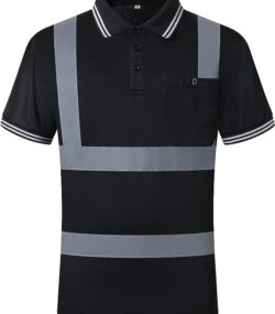 Reflektörlü Polo Yaka Siyah T-Shirt ISTPS01