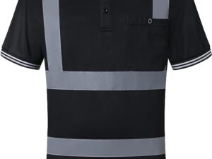 Reflektörlü Polo Yaka Siyah T-Shirt ISTPS01