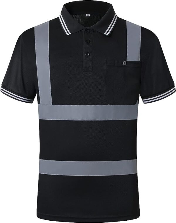 Reflektörlü Polo Yaka Siyah T-Shirt ISTPS01