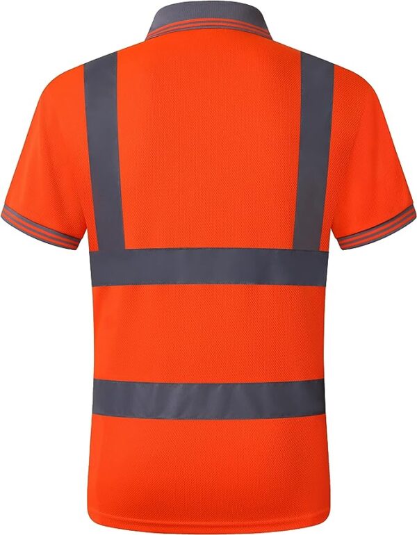 Reflektörlü Polo Yaka Turuncu T-Shirt ISTPT02 - Görsel 2